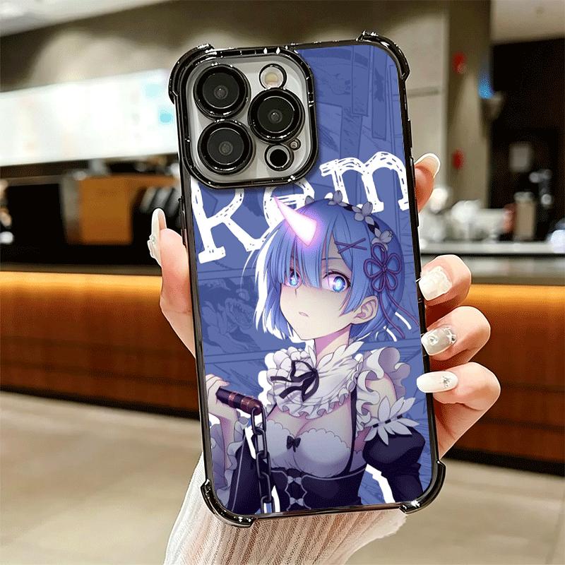 R-Rem Re Zero Anime Soft Phone Case For iPhone 15 16 17 Air 14 Pro Max 16E Plus 13 12 Mini Plating Anti-Fall Fundas