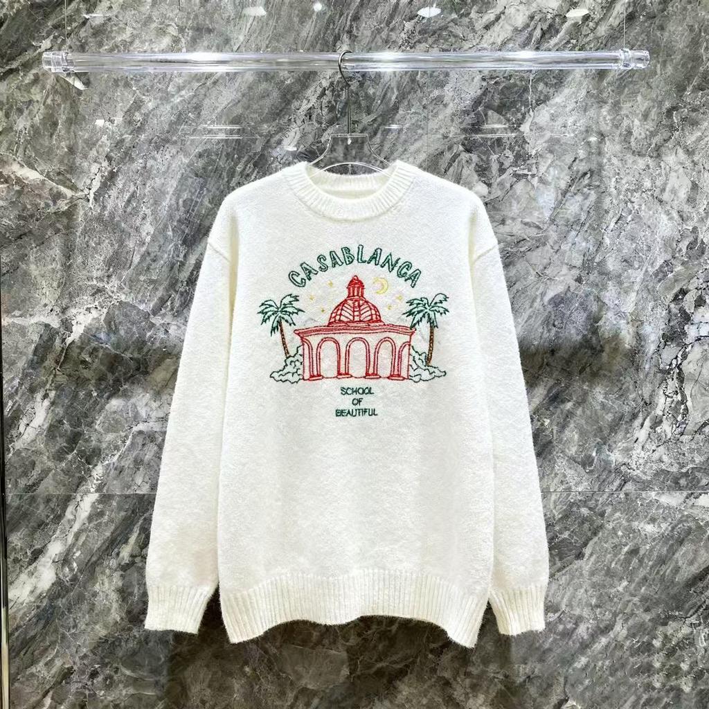 European Style CASA Knit Piqué Polo with Patchwork Pattern - Unisex Design Sweater