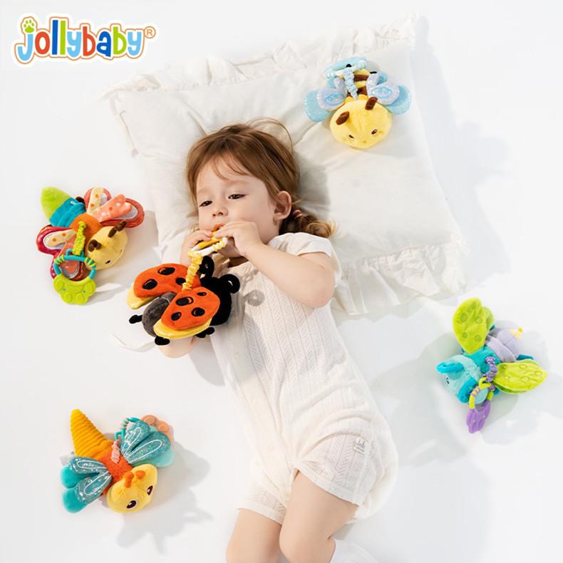 Jollybaby Soothing Insect Fly Plush Stroller Toy & Crib Mobile for Infants 0-1
