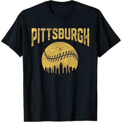 T-shirt de sport Skyline pour les fans de baseball de Pittsburgh Pennsylvanie