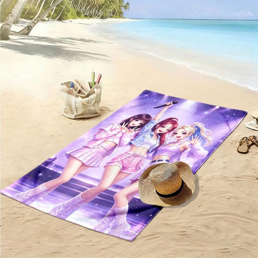 Kawaii Idol K-Kpop Girl Group Anime Beach Towel Microfiber Quick Dry Bath Towel For Pool Beach Travel Teen Girls Kpop Fans Gift