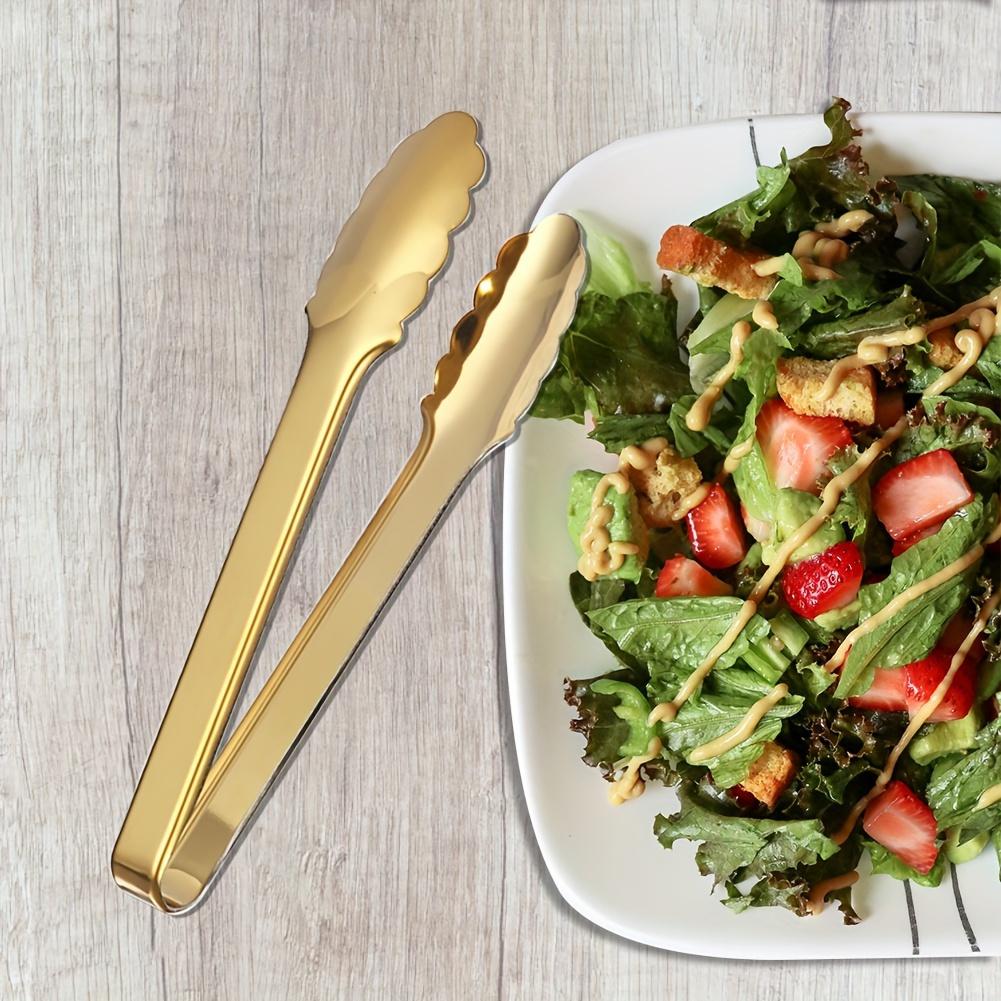 1pcs Champagne Golden Stainless Steel Serving Tongs, Easy Grip - Perfect for Buffet & Parties