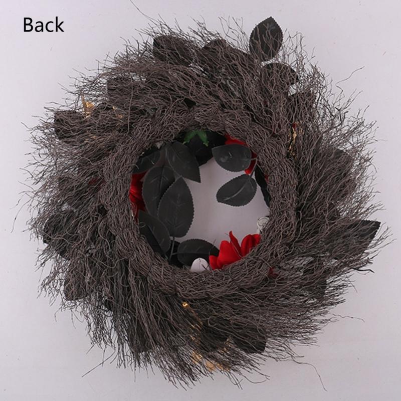 Decorative Halloween Door Wreath, Bone Hand and Skull Flower Wreath 45CM for Front Door Porch Placement, Table Display, Window Framing, and Holiday