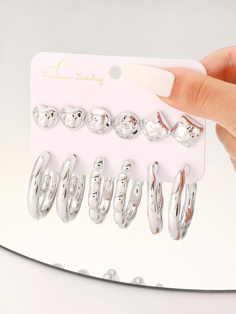 Elegant Geometric Gold Circle Earrings Set - Bold, Creative Design