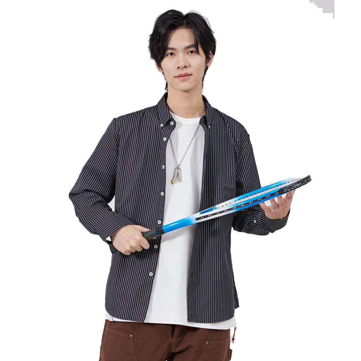 Men s Fall/Winter Grey Casual Striped Fit Youth Cotton Lapel Shirt Coat Shirt XXXL зелёный — фото 5