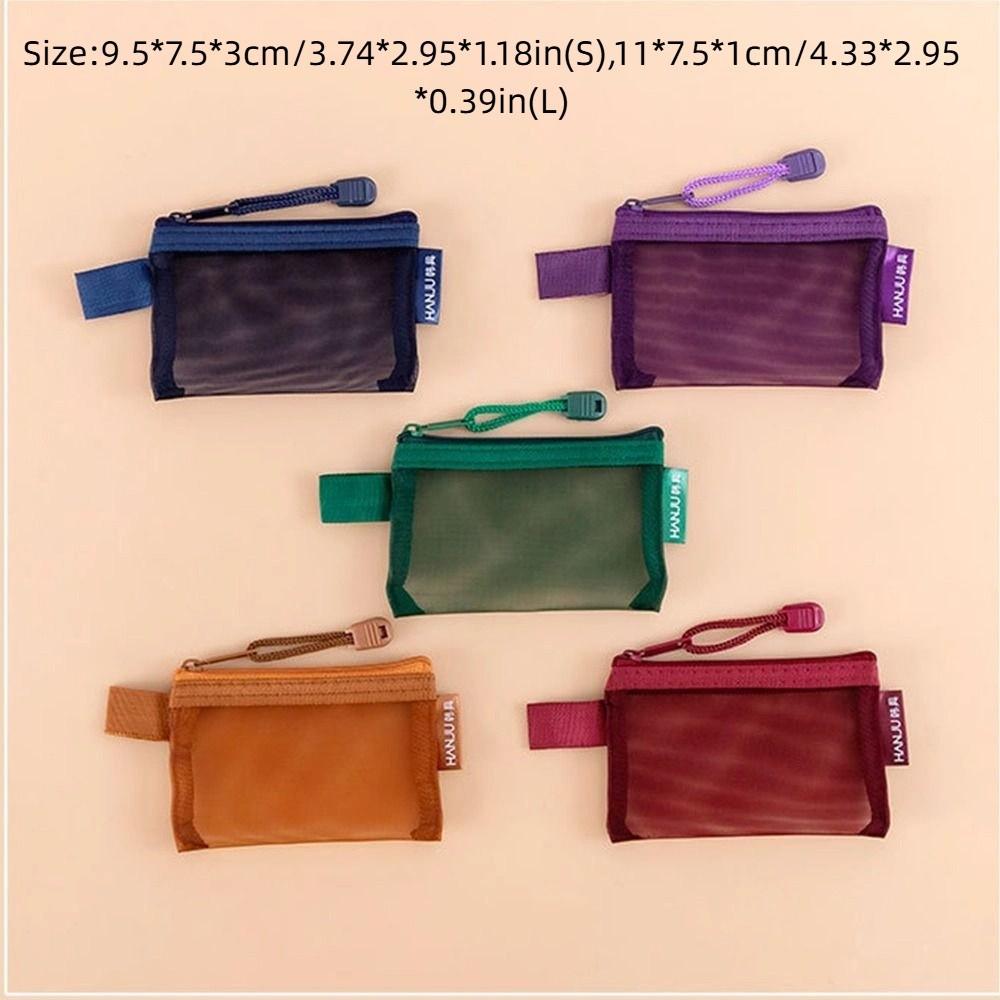 Lipstick Cosmetic Bag Clear Mesh Bag Change Storage Bag Retro Color Card Bag Mini Coin Purse Men