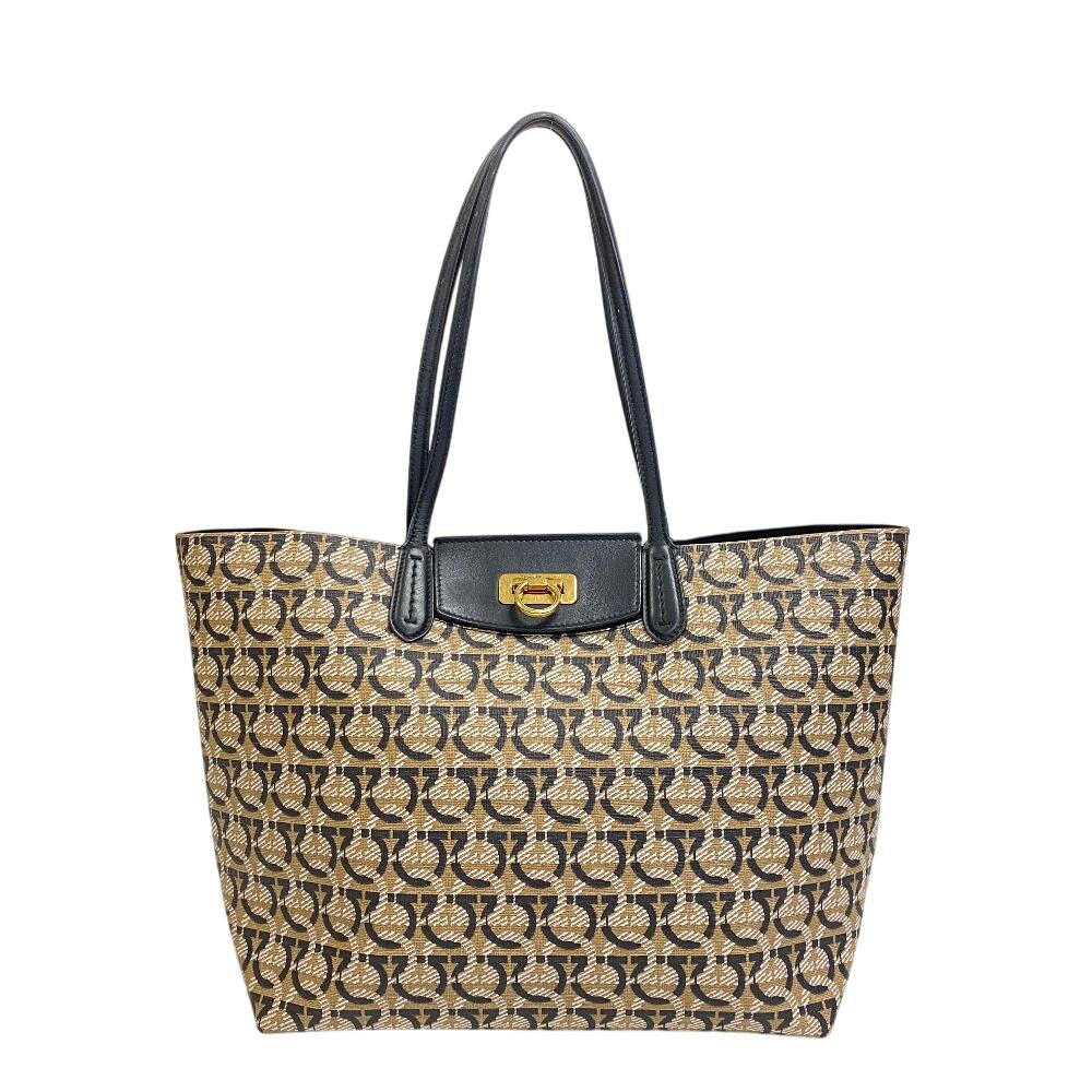 

Salvatore Ferragamo Shoulder All Gancini PVC coated canvas Tote Bag beige PVC coated canvas Women Used