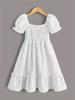 Kinder Kleidung Weiß Casual Mädchen Kleid 2024 Sommer Puff Sleeve Mädchen Prinzessin Kleider