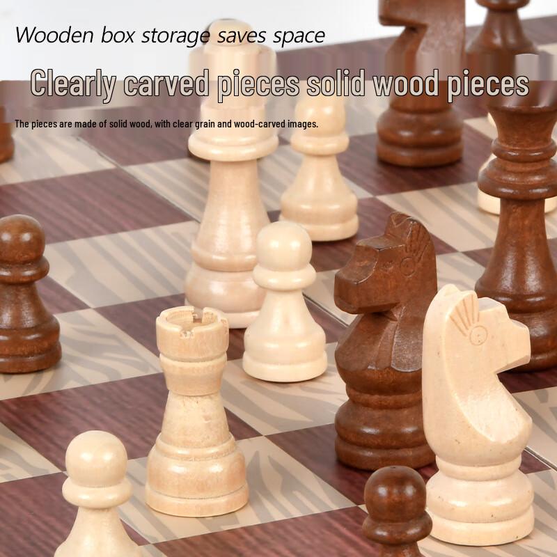 Yingyuan Jiabao 3-in-1 Holzschach, Dame & Backgammon Set