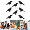 8Pcs/Pack Realistic Black Feathered Crow Artificial Crows Realistic Feathered Crow for Halloween Decoration