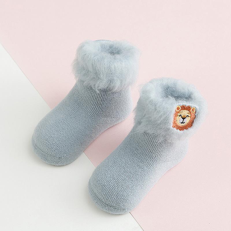 0-3Years  Warm Newborn Sock Kawaii Cartoon Animal Sock for Toddler Boy Girl Lovely Autumn Winter Thicken Plush Calf Sock for Baby