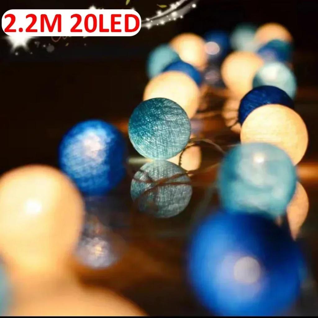 LED Cotton Balls String Lights Lantern Battery or USB Powered Wedding Home Party Ornament Lighting Stings Christmas Decoration