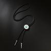 3Pcs Rodeos Bolo Tie with Sunflower Stone Pendant Braided Leather Cord Adjustable Chain Necktie Western Jewelry Necklace