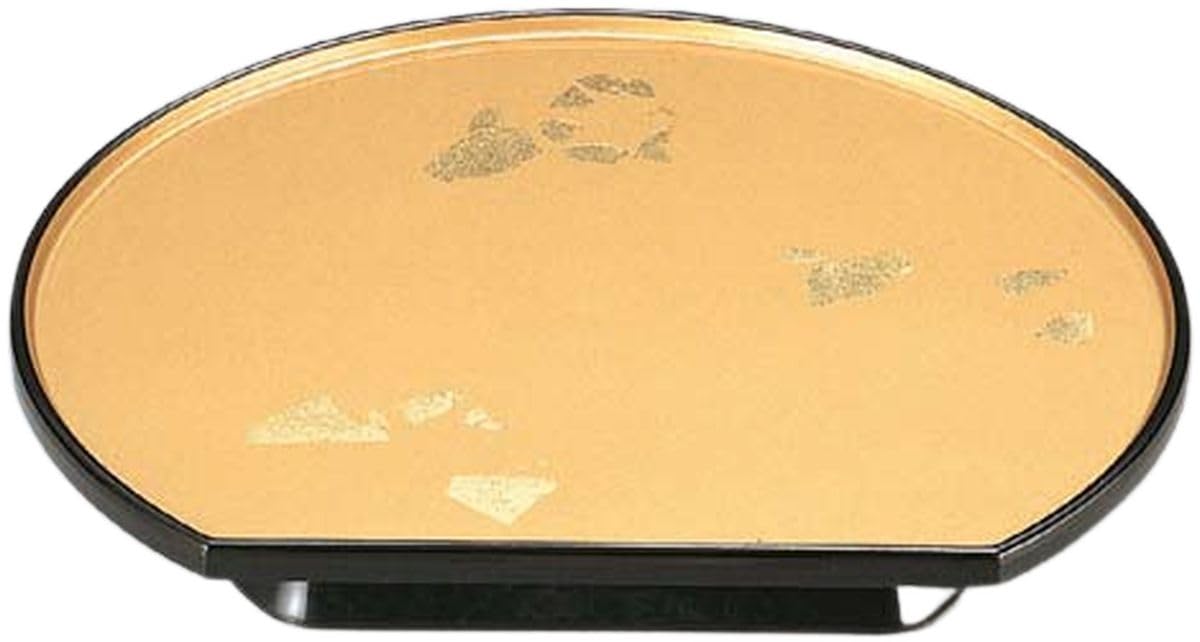J-kitchens Japanese Serving Plate (Plate) 6-inch Half-Moon High-Footed Plate with Gold Leaf Otoshi Design, 18.4cm, Model Number 875730, Made in Japan