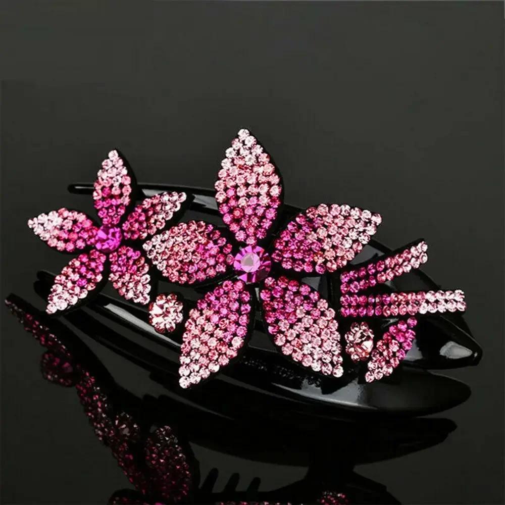 Women Large Hair Claw Rectangle Hair Clips Hairpin Flowers Hair Accessories
