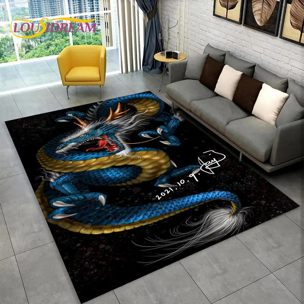 Duży dywanik z motywem smoka z kreskówek, dywanik do salonu, sypialni, sofy, wycieraczka, dekoracja kuchni, dzieci bawią się antypoślizgową matą podłogową
