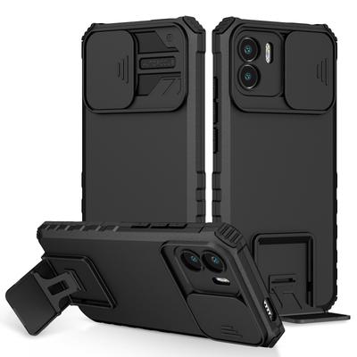 Wstrząsoodporne etui na Redmi A1 A2 8A 9A 10A 9C 9T 10C 10x Ochrona obiektywu aparatu z przesuwaną osłoną Stand Pokrowiec na telefon dla Redmi Note 8 8 Pro