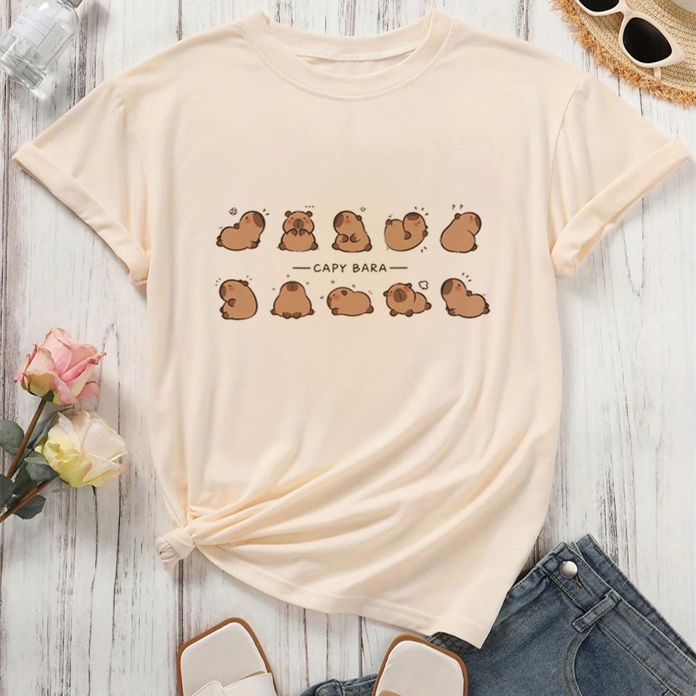 Capybara Kapibara shirt female Breathable kawaii Grunge Trendy top tees Colorful harajuku Y2k Breathable Grunge Comfortable
