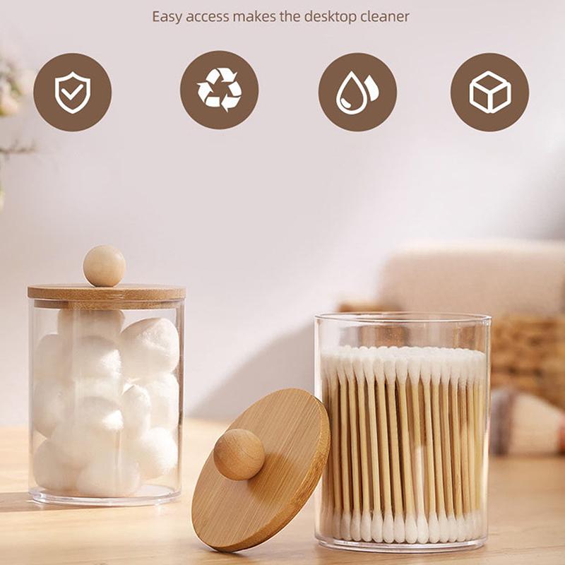 Scatola portaoggetti in acrilico con coperchio, porta-dispenser, barattolo in plastica trasparente, organizer per trucchi, contenitore da bagno, organizzazione storage