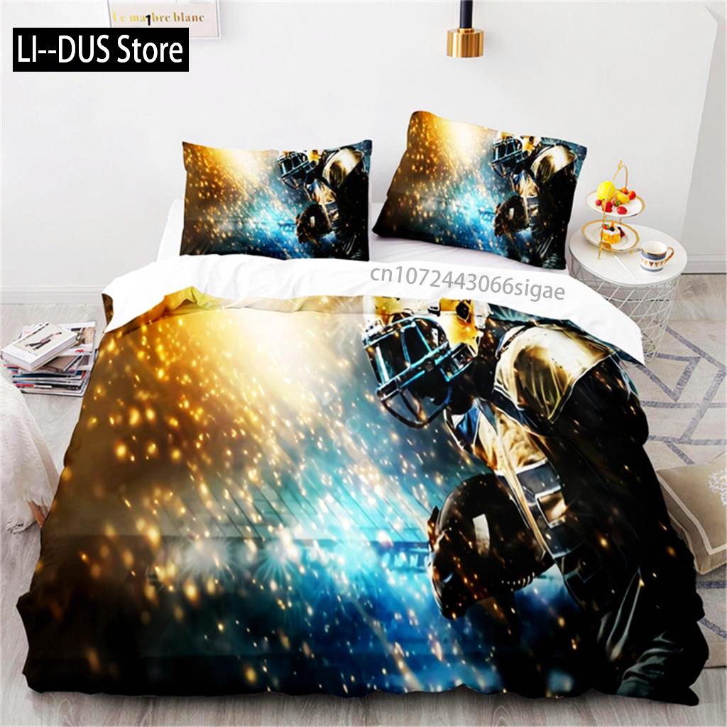 Twin Boy Sports Duvet Cover Football Bedding Set Microfiber Ball Sport Comforter Cover For Kids Teen Men Gifts Bedroom Decor