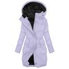 Women's Fashion Solid Color Long Sleeved Hooded Long Zipper Cotton Jacket Warm Coat Down Jacket