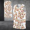 Men Plus Size V Neck Sleeveless White Printed Straight Hem Tank Top