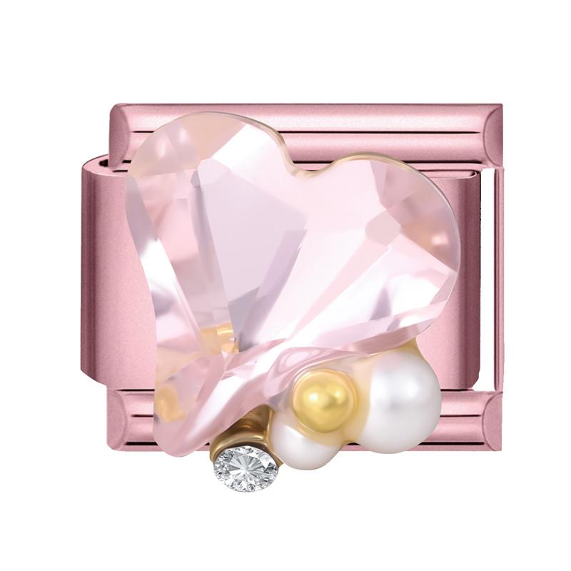 Y2K Pink Glitter Zircon Heart Flowers Rabbit Crystal Italian Charm Fit 9MM Stainless Steel Bracelet Women Men DIY Jewelry Gift