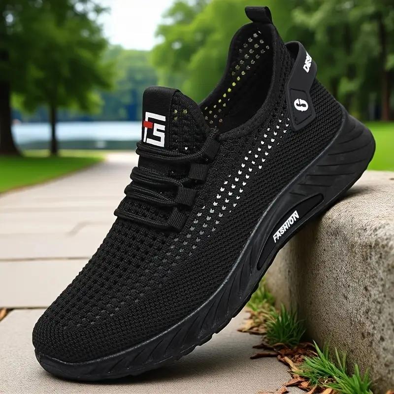 

Мужские дышащие сетчатые кроссовки для бега - Легкие низкие кроссовки с амортизирующей резиновой подошвой, Повседневная спортивная обувь для активного отдыха 43 чёрный