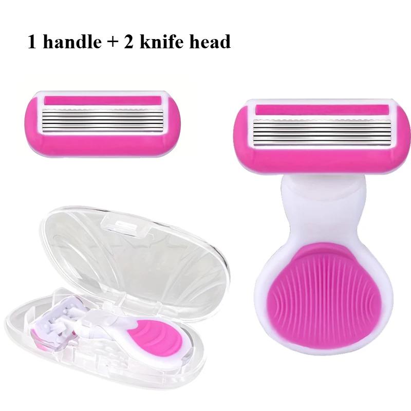 New Women Razor Mini Portable Shave Mane Leg Hair Private Body Manual Razor 6-layer blade Lady Razor With Case