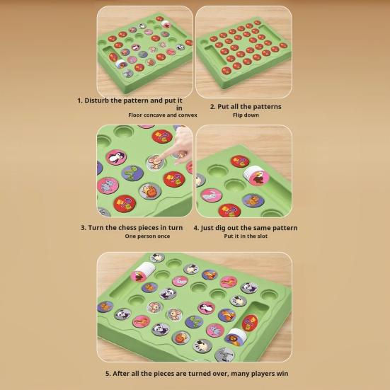 Kinder Memory Reversi Schachspiel 2 Spieler Tier Obst Flipping Schach Matching Spiel