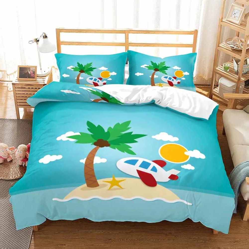 Kids Excavator Bedding Set Double Single Size Bed Linens For Winter Cute Cartoon Duvet Cover Sets Pillowcases 100% High Quality