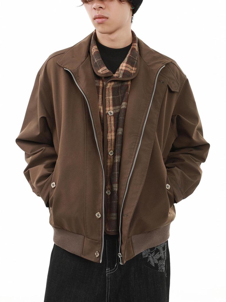Men's Retro Plaid Stand-Up Collar Jacket - Autumn/Winter Trendy Couple Top