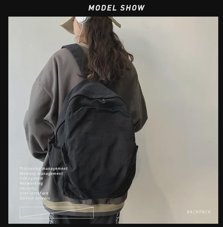 Retro Forest Canvas Backpack: Stylish Harajuku-Inspired Schoolbag for Girls