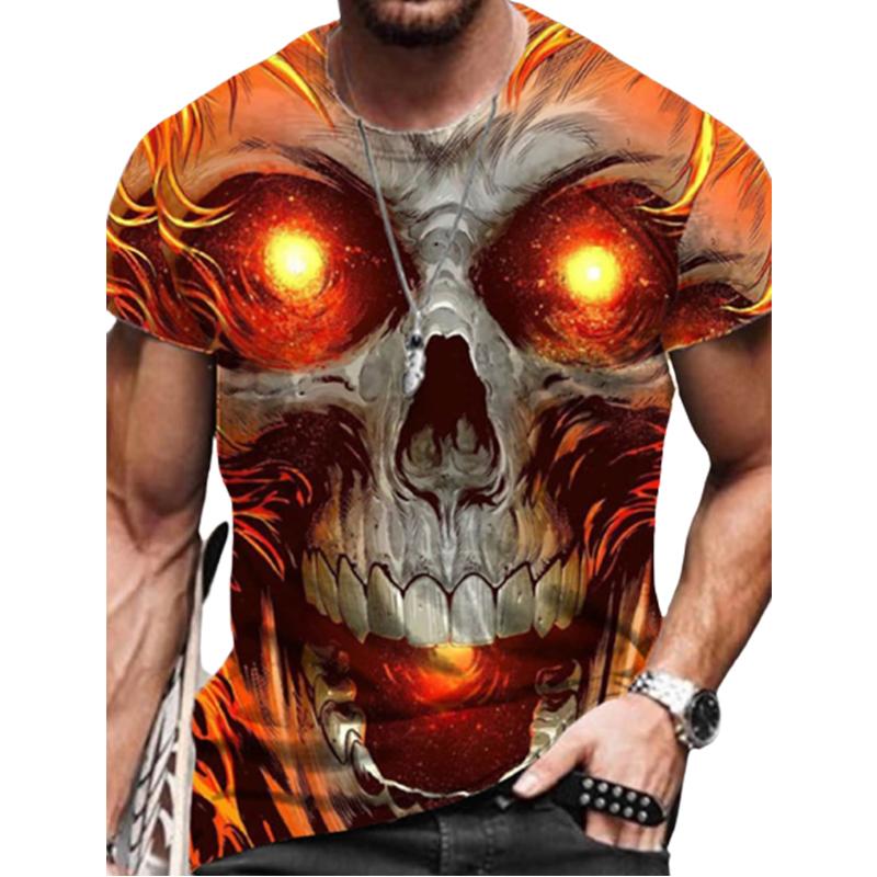 New Summer Men's Fashion T-shirt Personality Blue Crystal Lines Printed Men's T-shirt Top