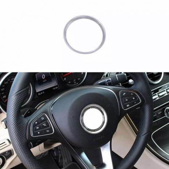 2016- Panel For Benz GLE GLS Steering Wheel Horn Ring Cover Silver Aluminum
