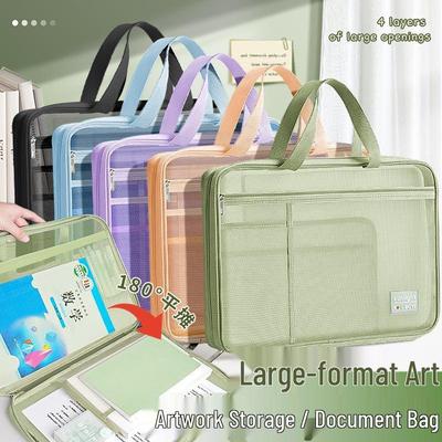 Baiyi A3 Multi-layer Document Bag with Transparent Mesh and Large Capacity for Subject Classification