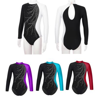 Girls Long Sleeve Gymnastics Leotard Sparkle Ballet Dance Leotard Dancewear Children Skating Costume