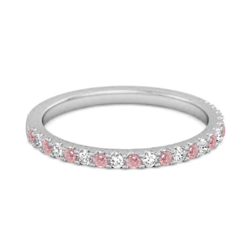 Pink Topaz Eternity Band Women Wedding Ring  - 925 Sterling Silver