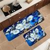 1Pcs Anti Fatigue Kitchen Rugs, Blue White Floral Print Waterproof Non-Slip Thick Cushioned Kitchen Mat Heavy Duty Comfort Standing Mat for Kitchen
