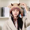 Cute Korean Double-Layer Thick Version Lamb Ears Knitted Ear Protection Loose Big Head Circumference Warm Cold Proof Plush Hat