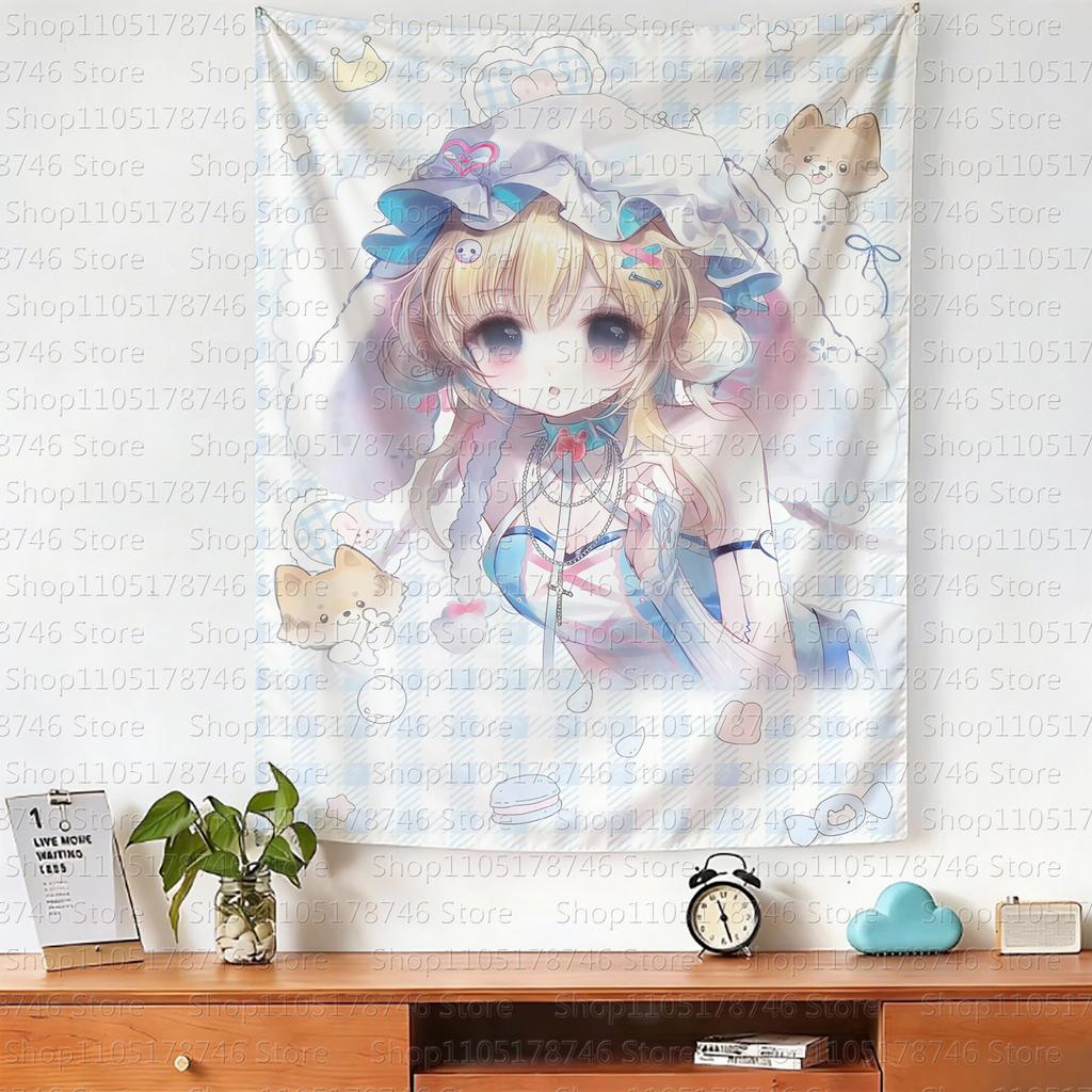 Kawaii Anime Girl Wall Hanging Tapestry Cute Fashion Bedroom Background Home Decor Original Design Wall Tapestries