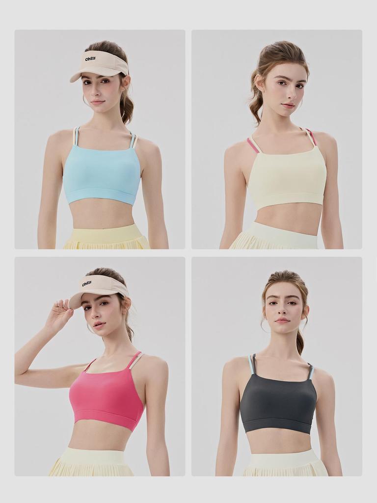 Women's Moisture-Wicking Sports Bra with Padded Straps - Quick-Drying Fitness Tank for Yoga, Pilates, and Tennis