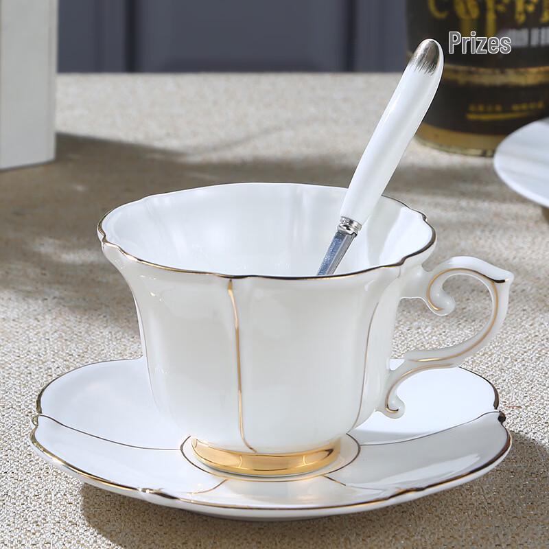 TLXT Princess Gold Trim Ceramic Coffee/Tea Cup and Saucer Set