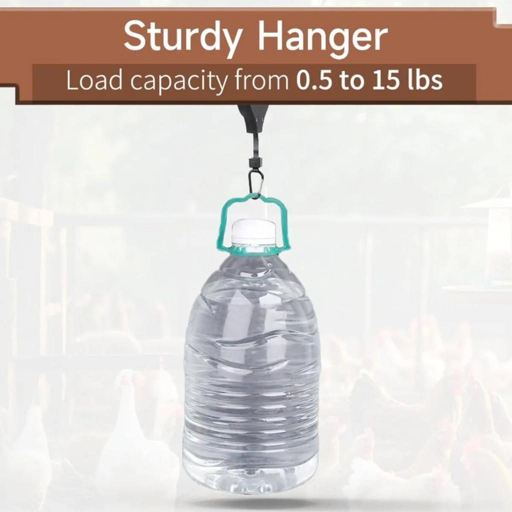 Adjustable Telescopic Chicken Feed Hanger, Durable Pulley Mount Design with Multipurpose Plant Hooks for Farm Use