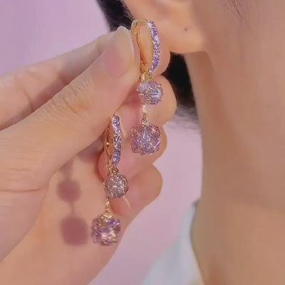 Orecchini a Sfera in Zircone Viola - Eleganti, Versatili e Rassodanti per la Primavera/Estate 2024