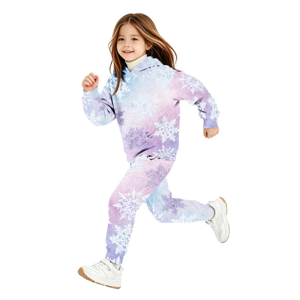 Children's Hooded Sweatshirt Set with Christmas Print for Boys and Girls
