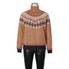 Women's Blue Retro Fair Isle High Neck Wool Sweater