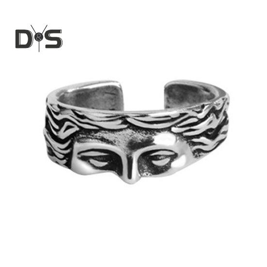 Unisex Ring Half Face Polished Alloy Goddess Venus Adjustable Opening Ring for Party Date Casual Life Finger Jewelry