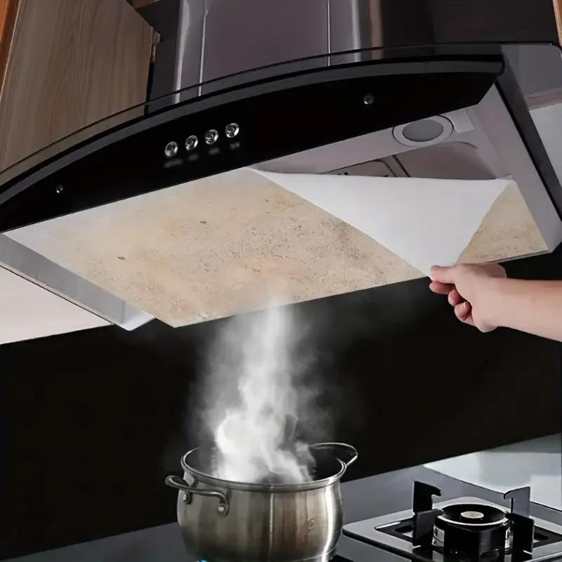 12PCS Disposable Oil-Absorbing Paper Kitchen Range Hood Attract Oiled Paper Filter Screen Side Suction Oil-absorbing Cotton
