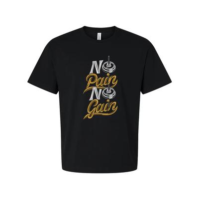 Unisex No Pain No Gain Graphic T Shirt With Weightlifting Motif For Gym Enthusia
